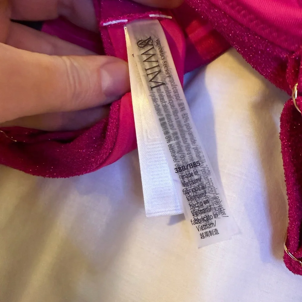 NWT Victoria's Secret Icon Sparkly Fuchsia Push-up Bikini Top
